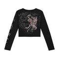 ED HARDY PANTHER SNAKE LONG SLEEVE CROP SHIRT BLACK
