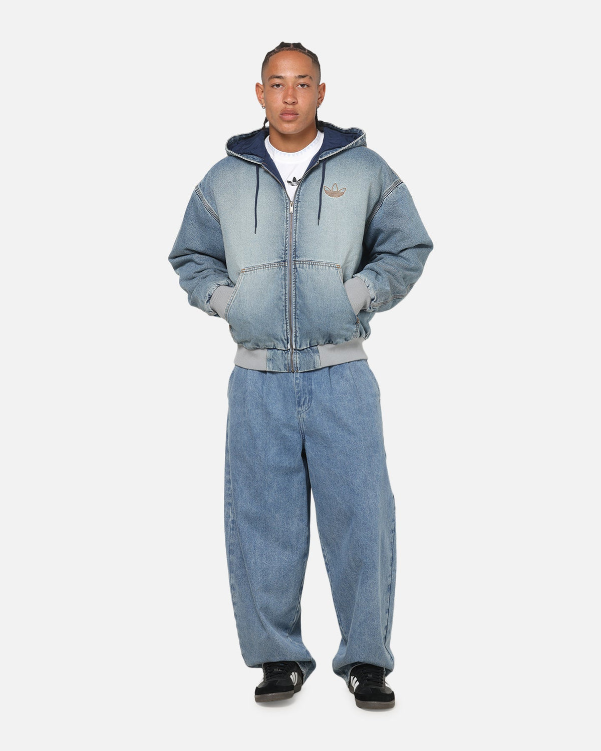 Adidas Denim Padded Jacket Indigo Denim