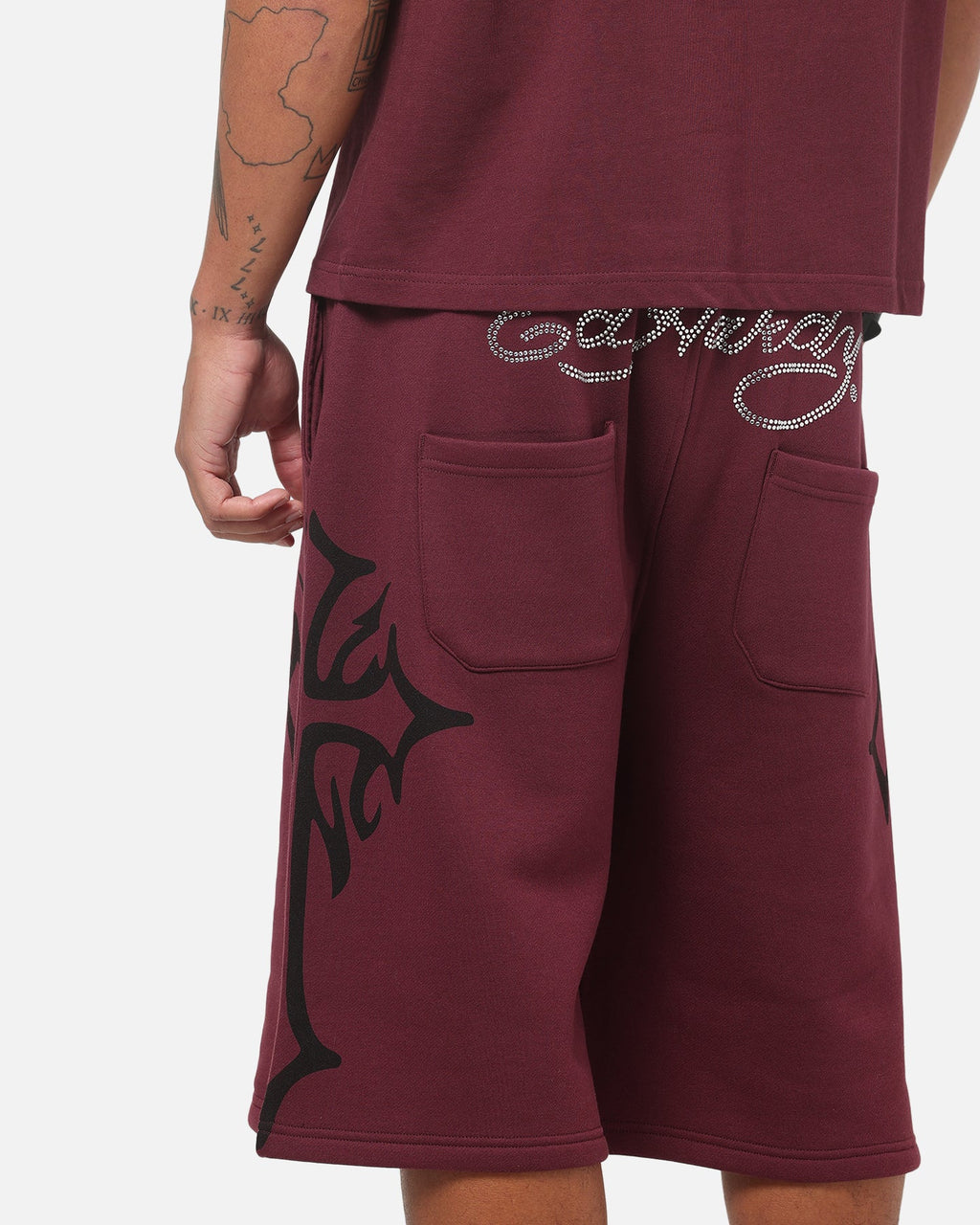 Ed Hardy Trinity Baggy Sweat Shorts Plum