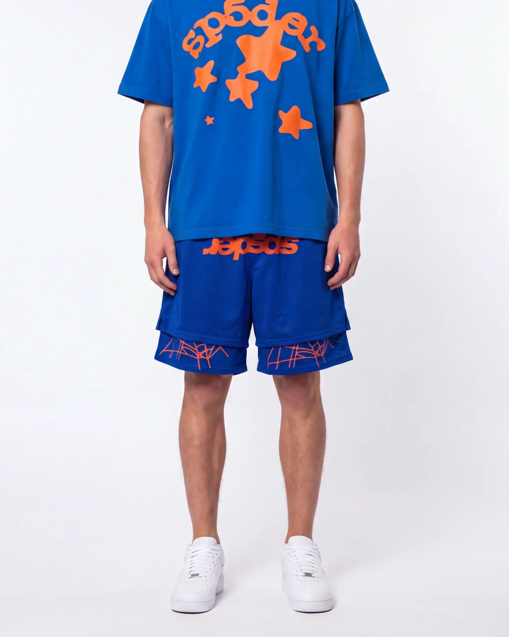 Sp5der Mesh Double Layer Shorts Blue