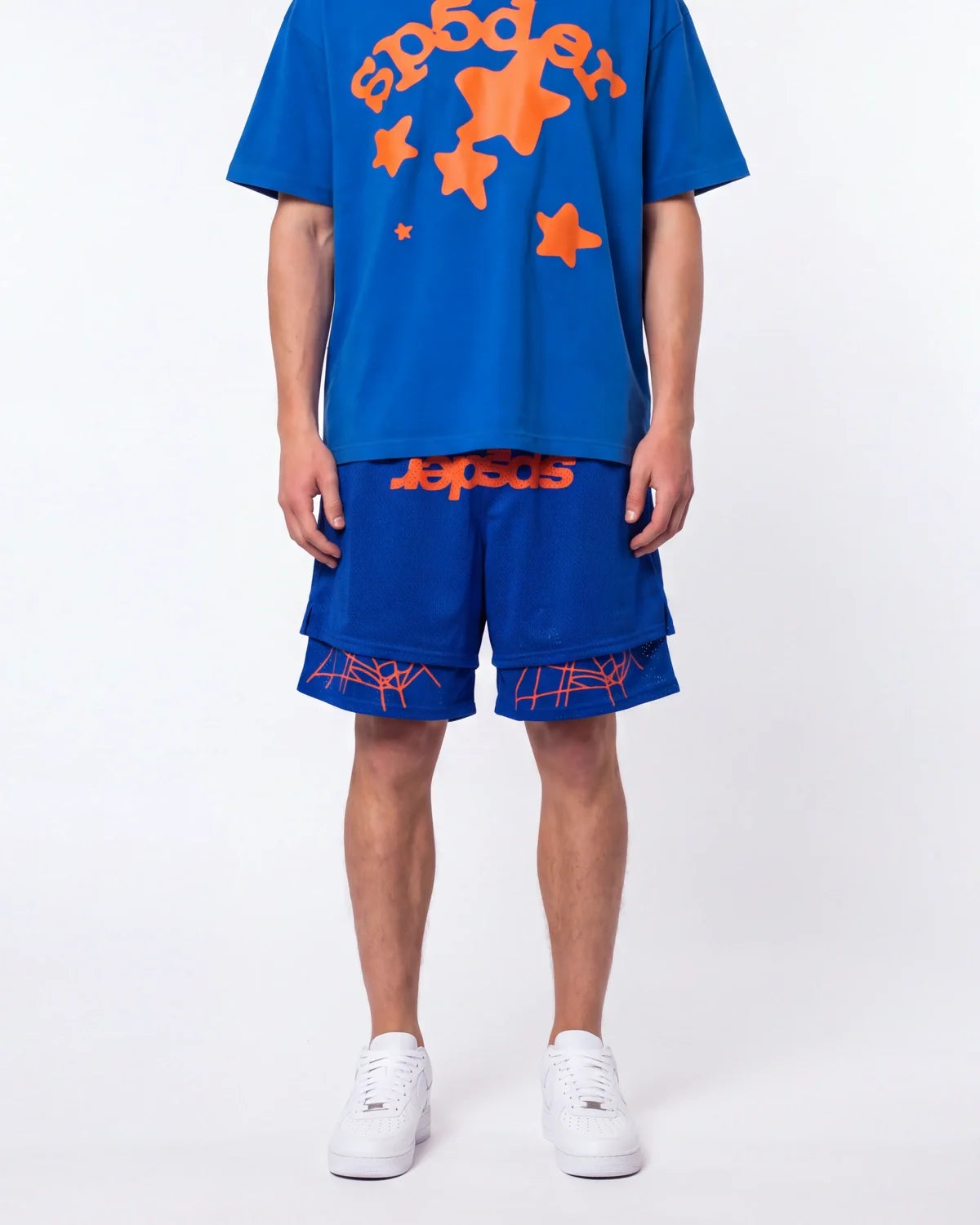 Sp5der Mesh Double Layer Shorts Blue