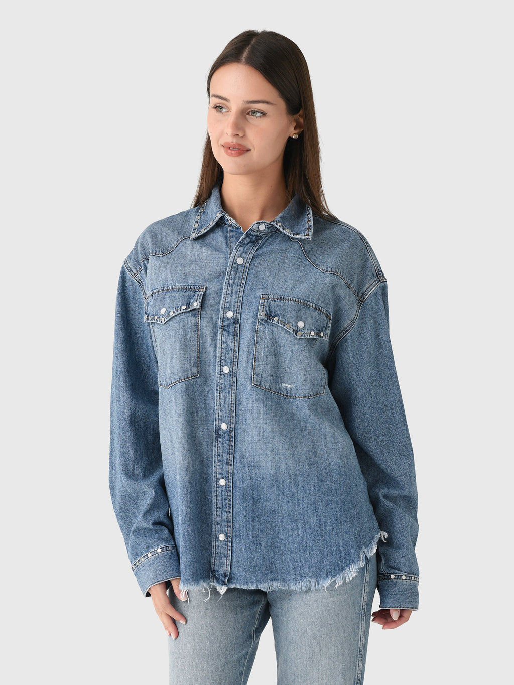 Re/Done Women's Distressed Western Shirt