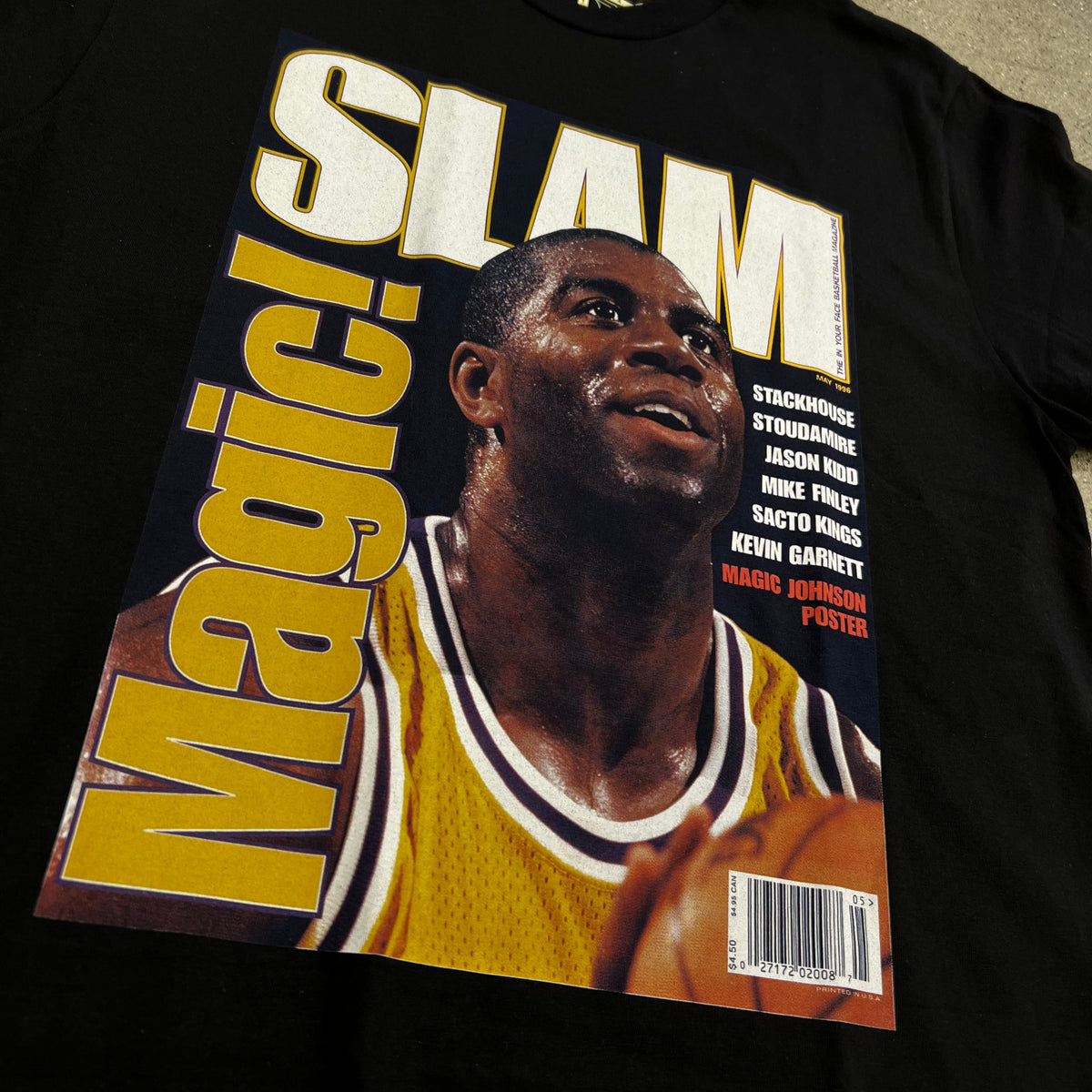 NBA SLAM COVER TEE LAKERS MAGIC JOHNSON BLACK