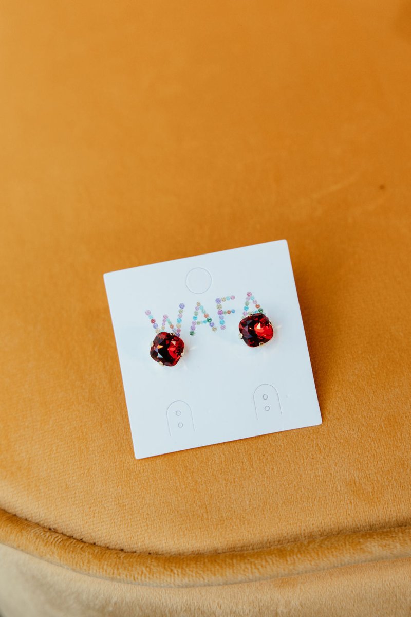10MM Stud Earrings in Cherry Garnet