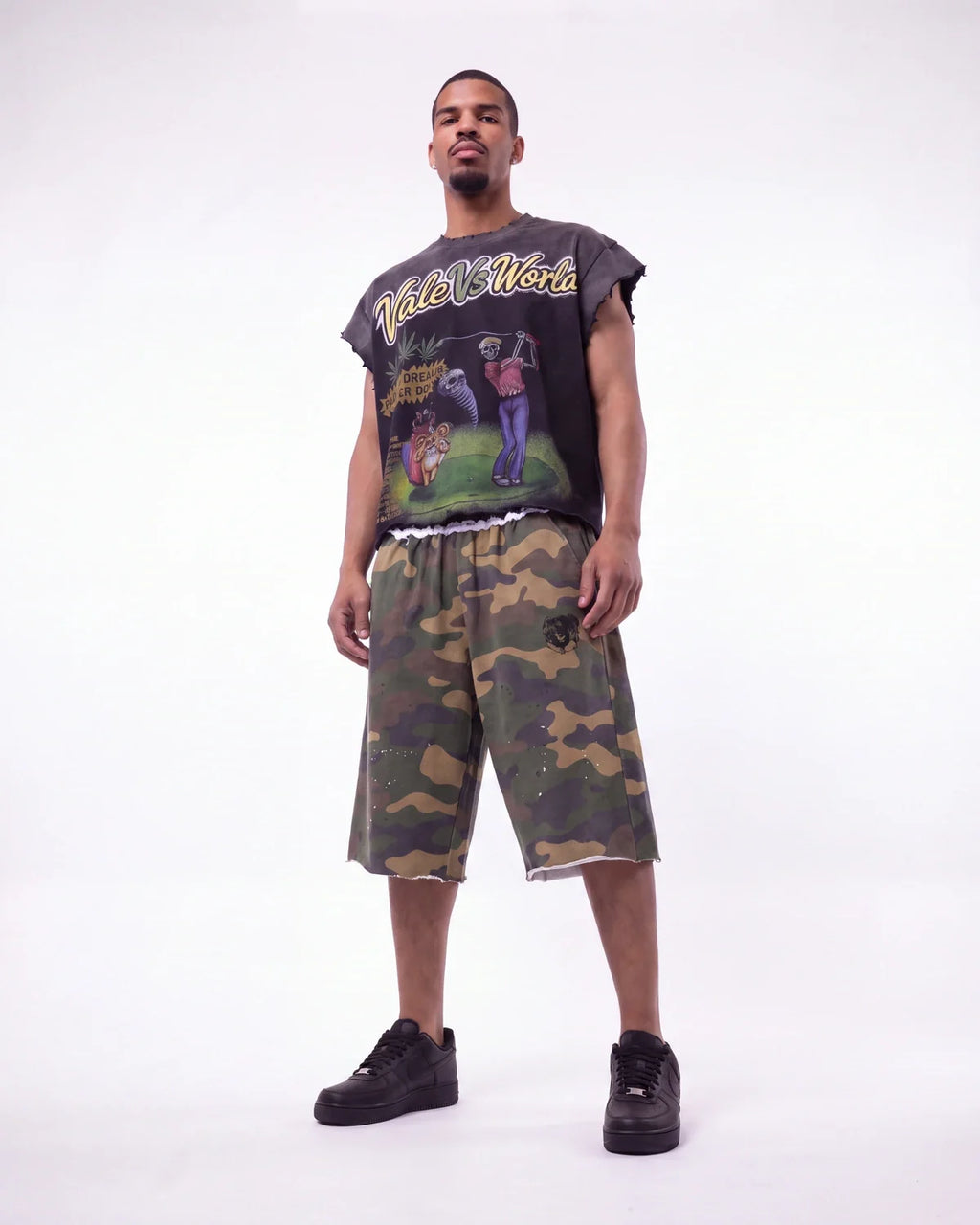 Saint Vanity Camo Long Shorts