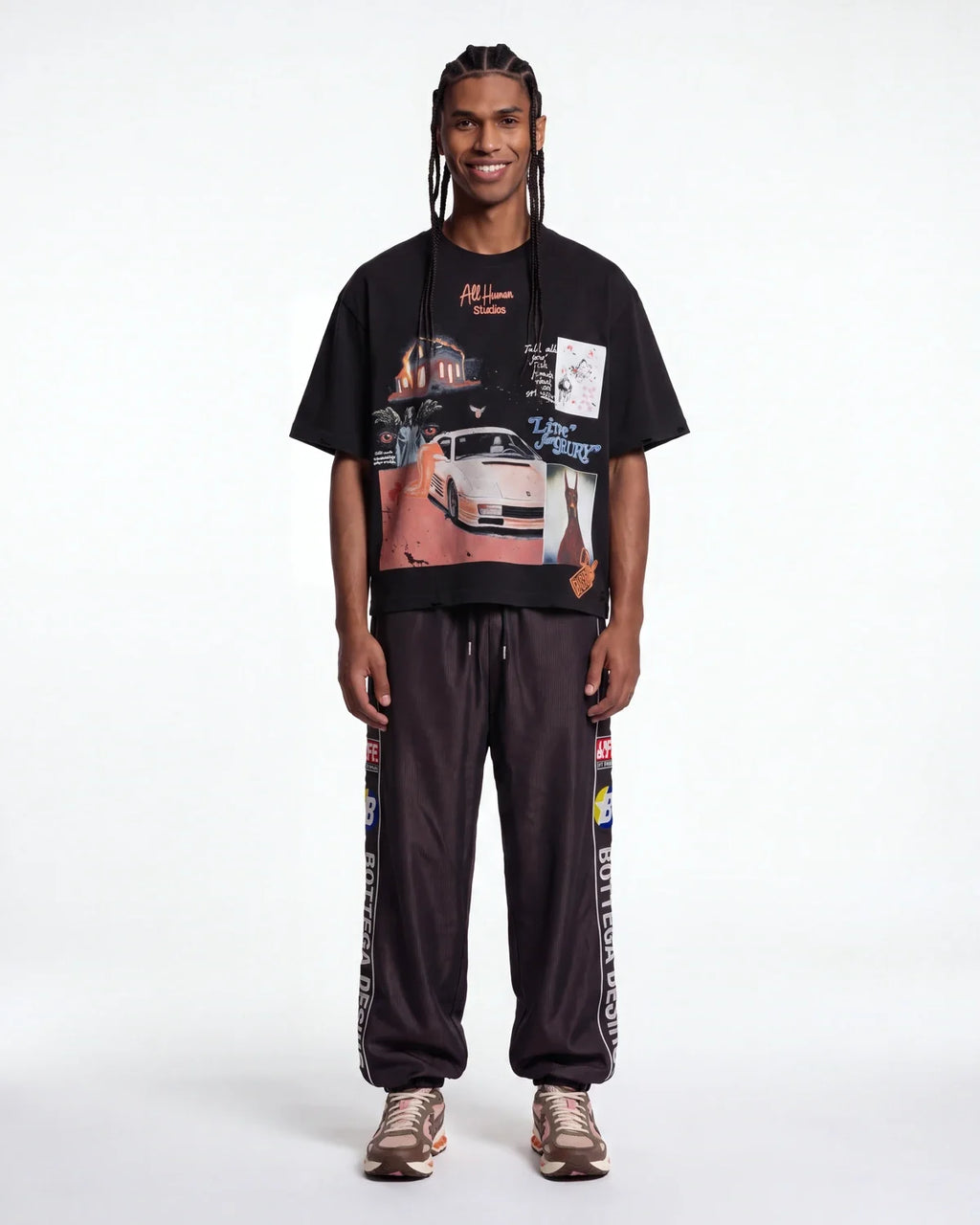 All Human White Ferrari V2 Tee Black
