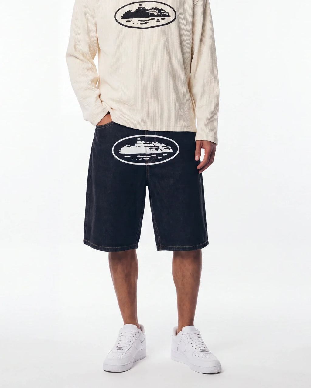 Corteiz Island Denim Short Washed Black