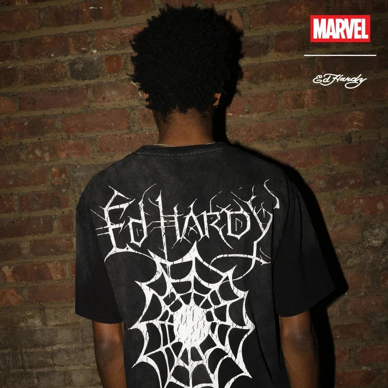ED HARDY HEART WEB  WASHED BOXY TEE