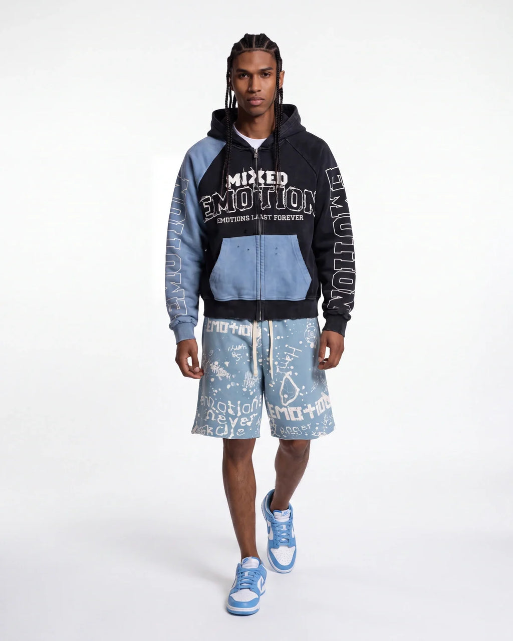 Mixed Emotions Graffiti Shorts Blue