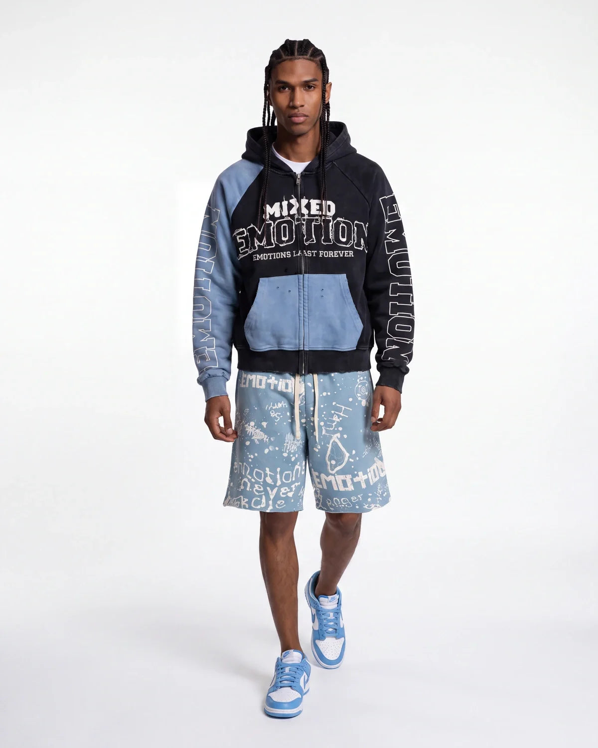 Mixed Emotions Graffiti Shorts Blue