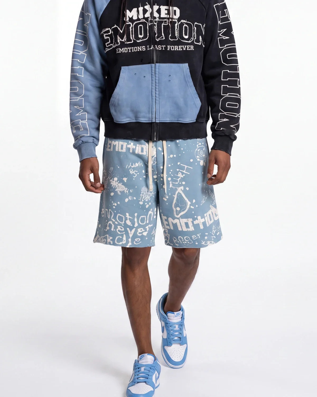 Mixed Emotions Graffiti Shorts Blue