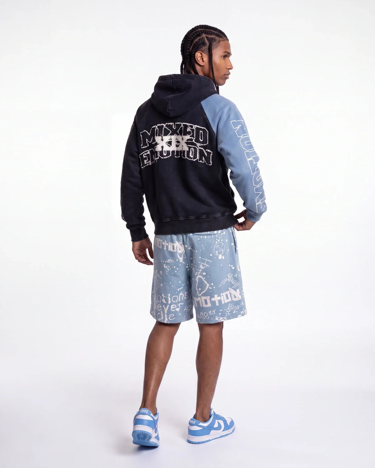 Mixed Emotions Graffiti Shorts Blue