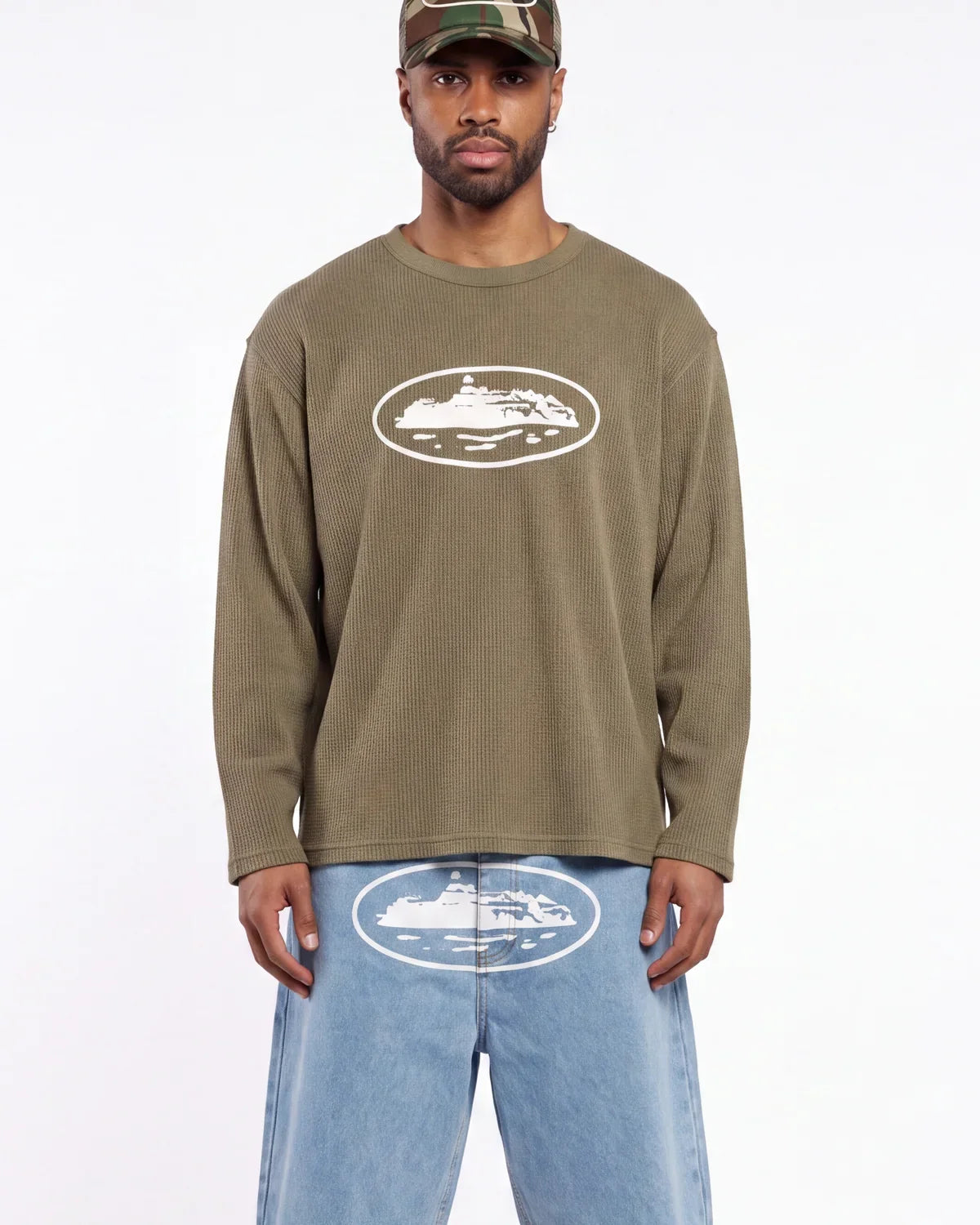 Corteiz Island Waffle Thermal Olive