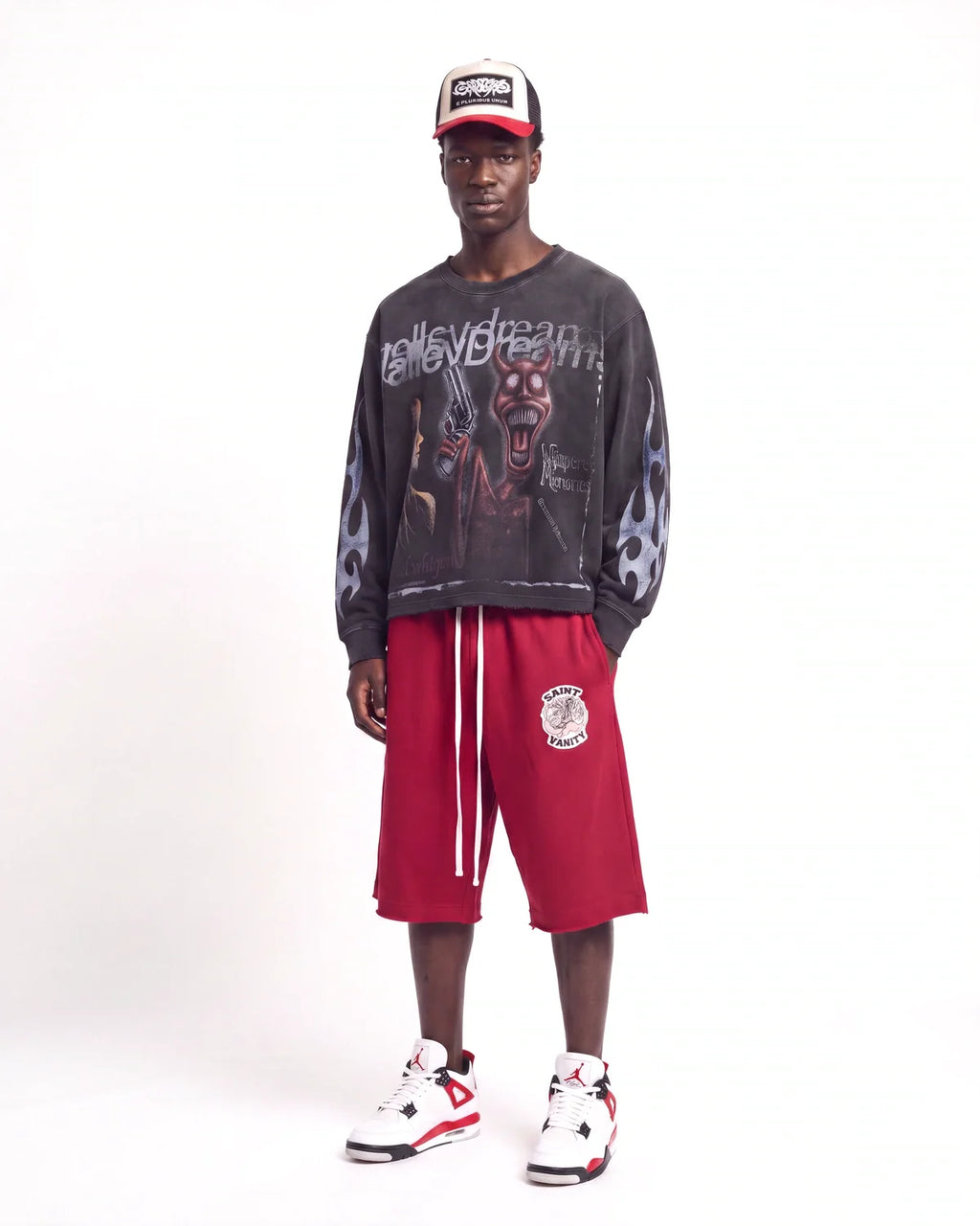 Saint Vanity Crimson Uniform Shorts Red