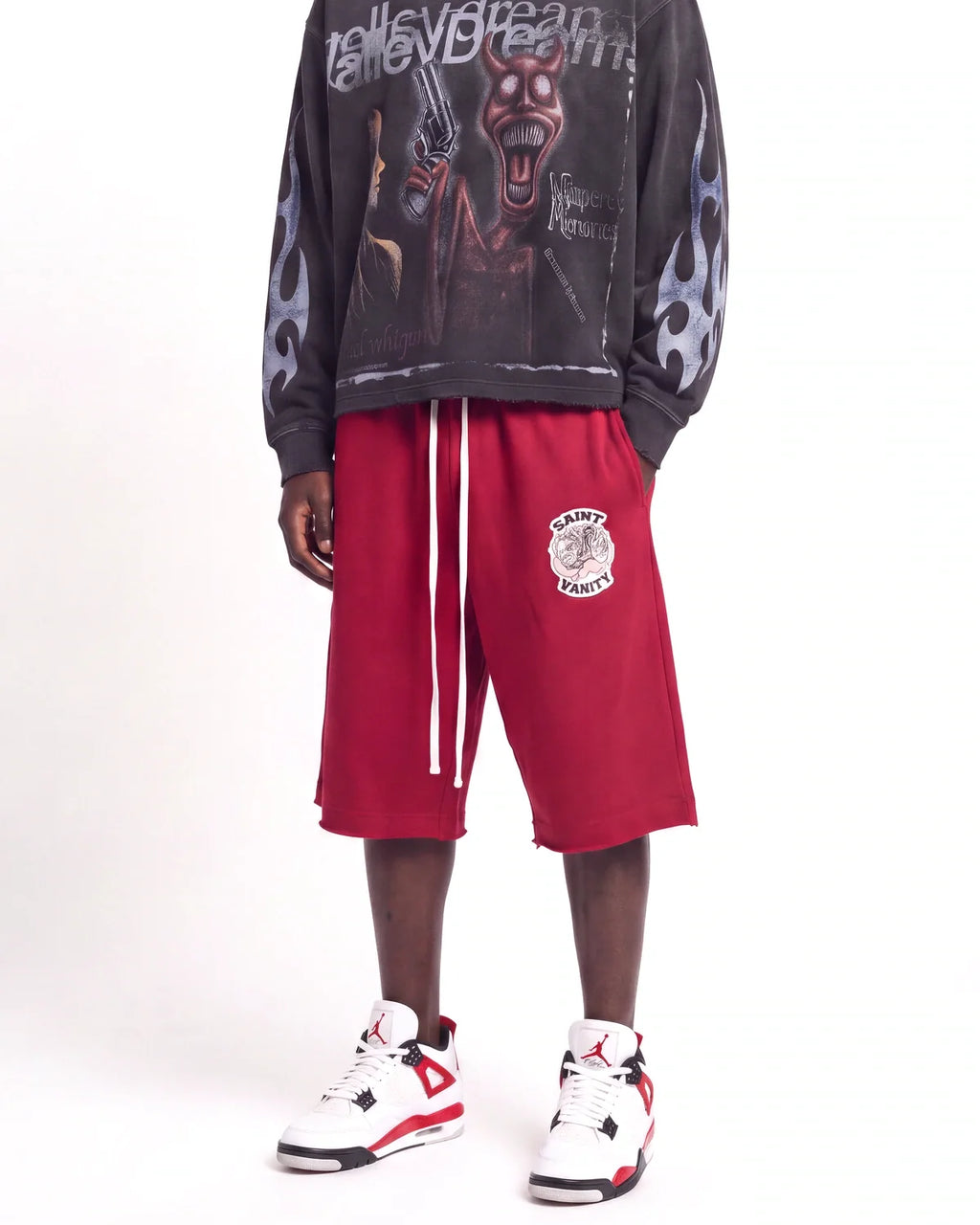 Saint Vanity Crimson Uniform Shorts Red
