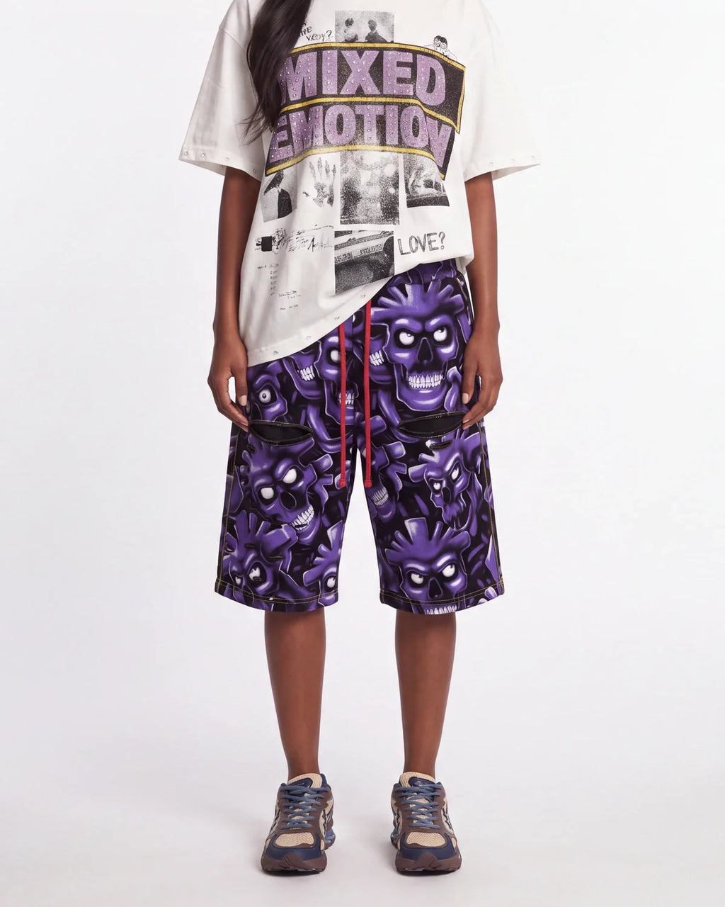 Vertabrae Purple Skull 3/4 Shorts