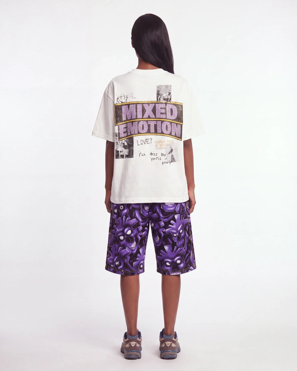 Vertabrae Purple Skull 3/4 Shorts