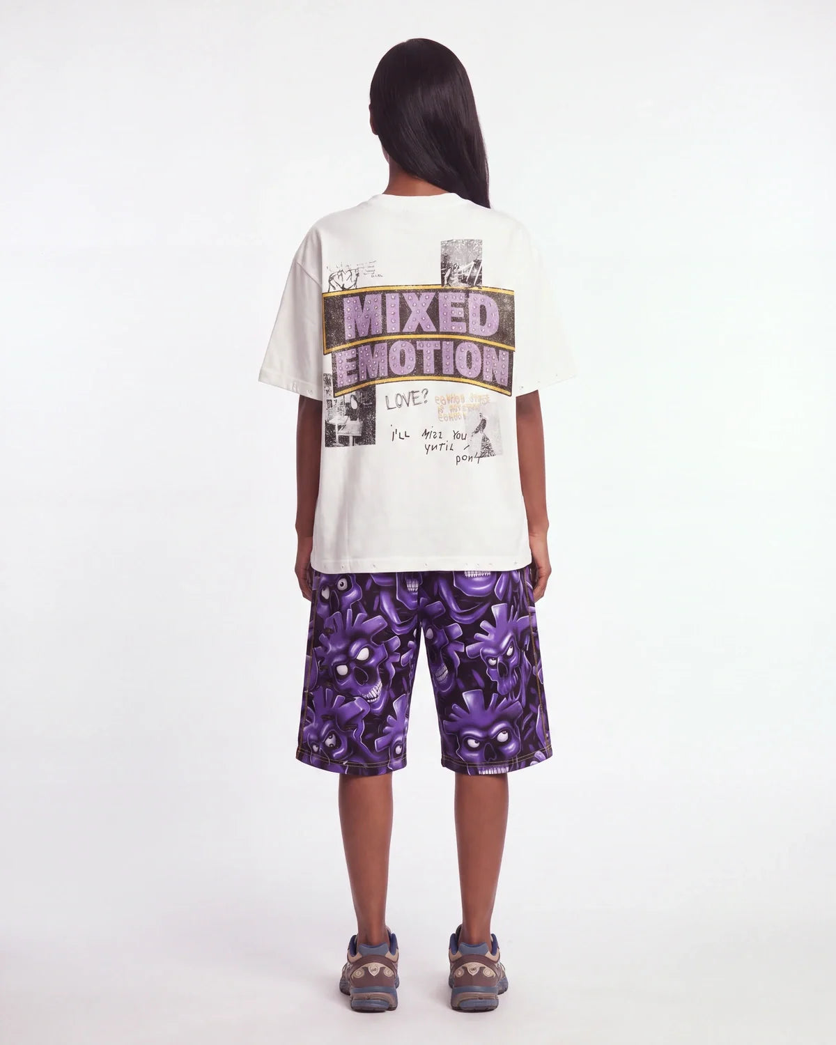 Vertabrae Purple Skull 3/4 Shorts
