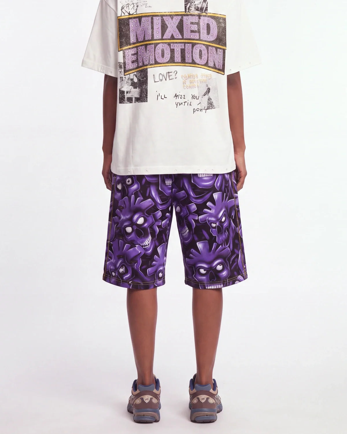 Vertabrae Purple Skull 3/4 Shorts