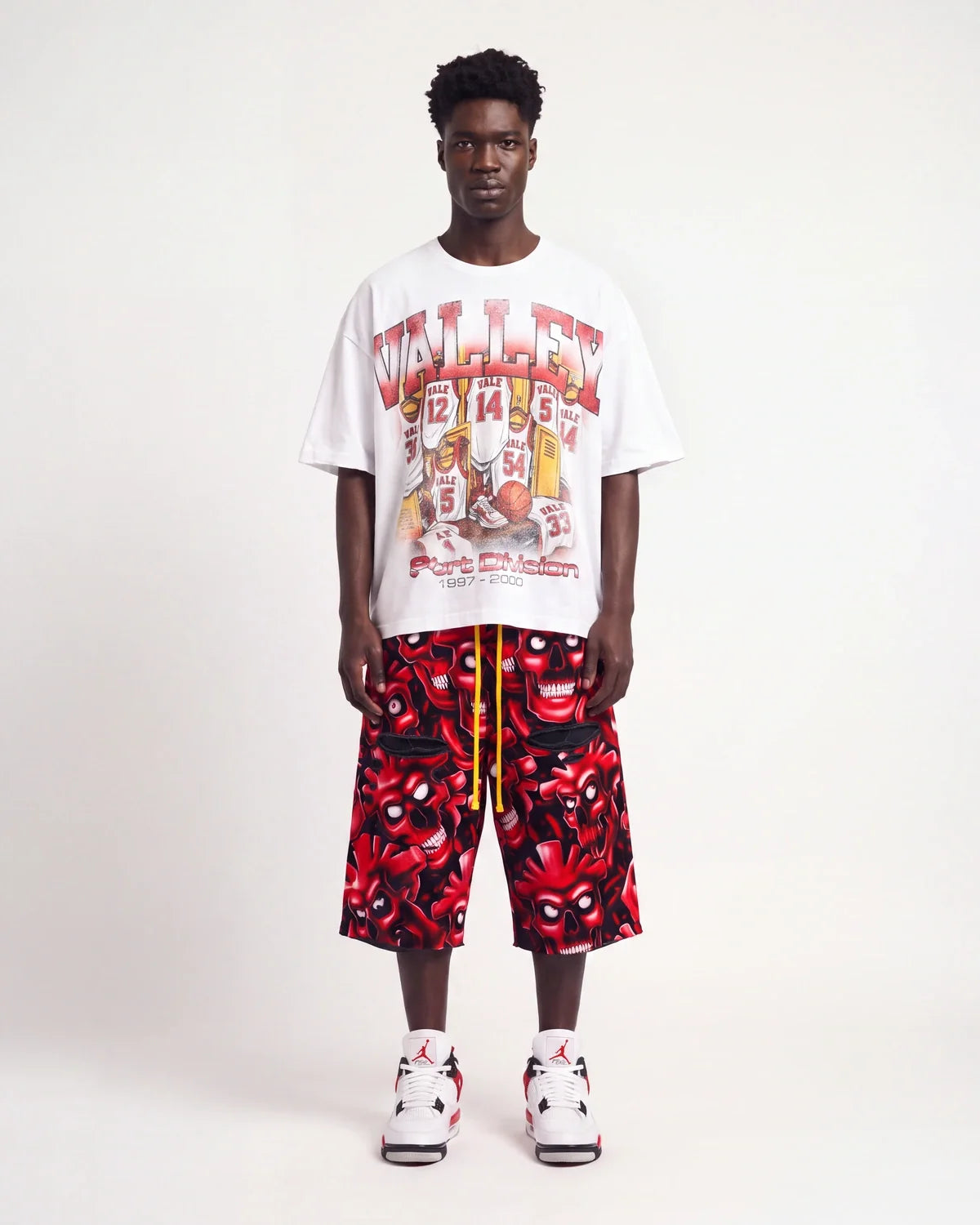 Vertabrae Red Skull 3/4 Shorts