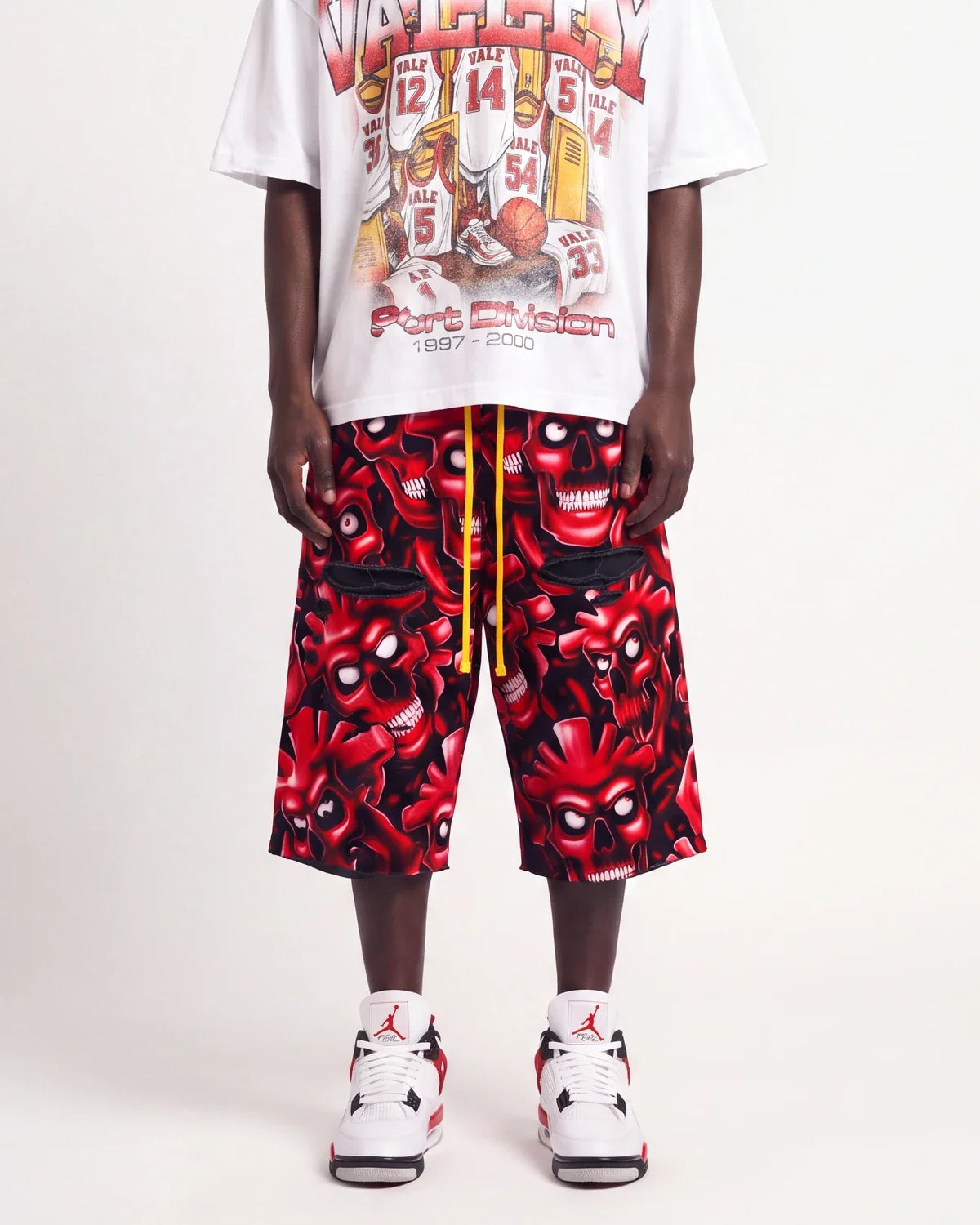 Vertabrae Red Skull 3/4 Shorts