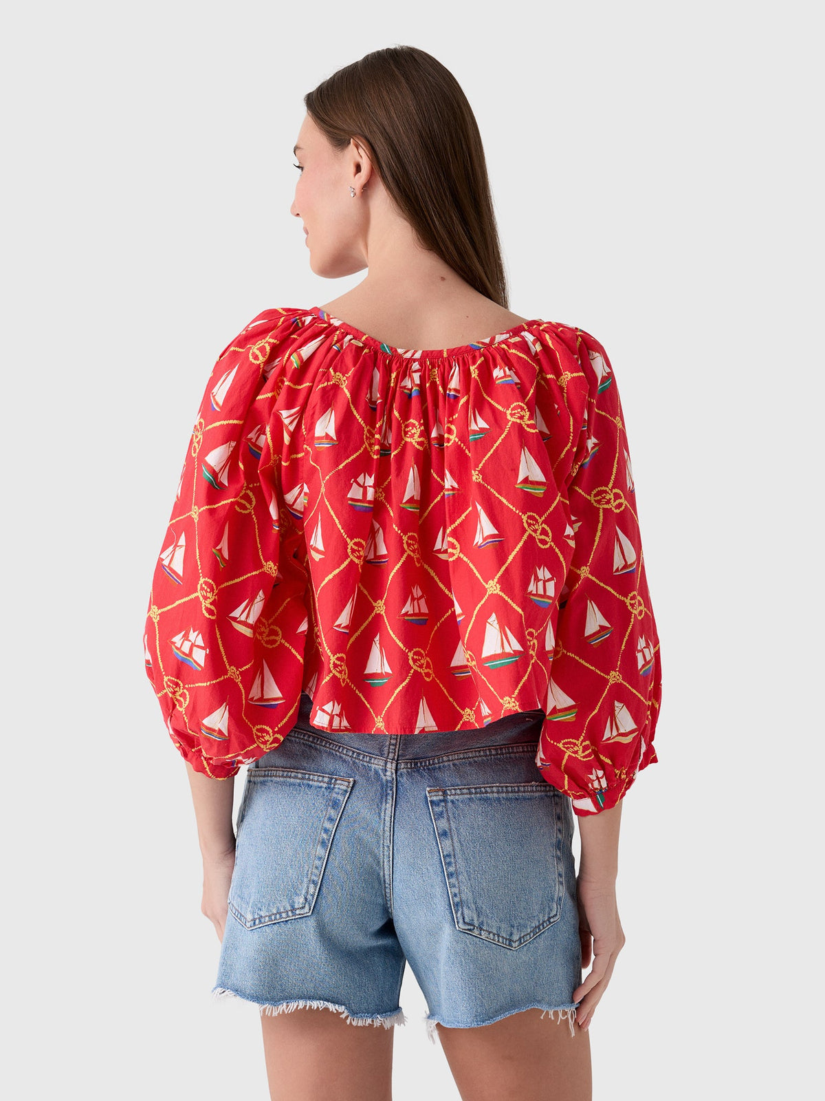 Coniglio Palm Beach Women's Cropped Shirred Half-Placket Blouse