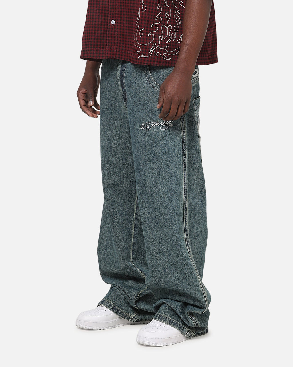 Ed Hardy Dragon Ultra Wide Jeans Mid Blue