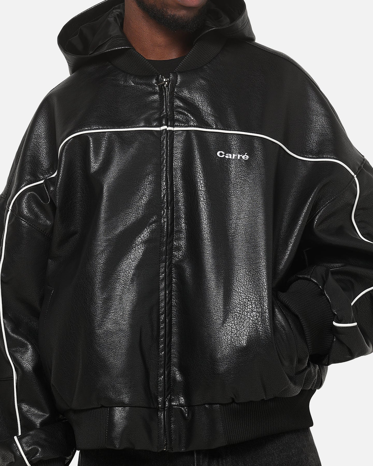 Carré Velocity Vegan Leather Bomber Jacket Black