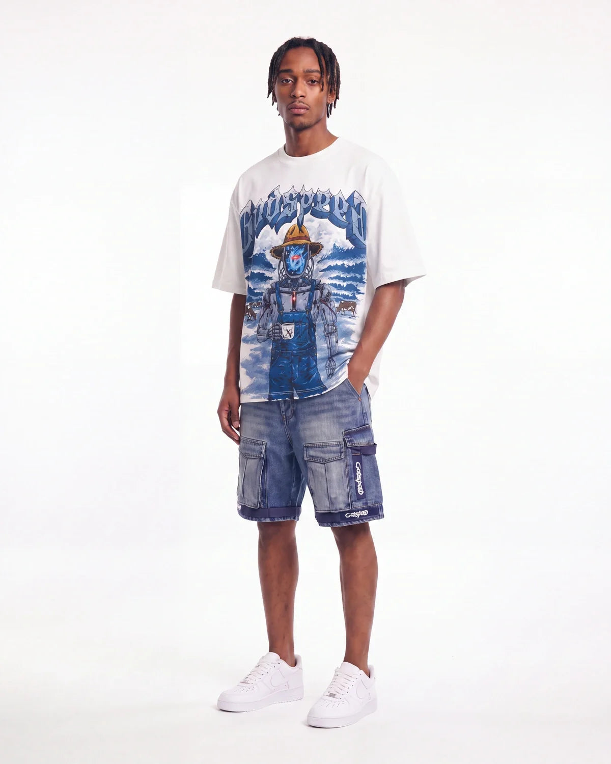 Godspeed Utility Denim Shorts Blue
