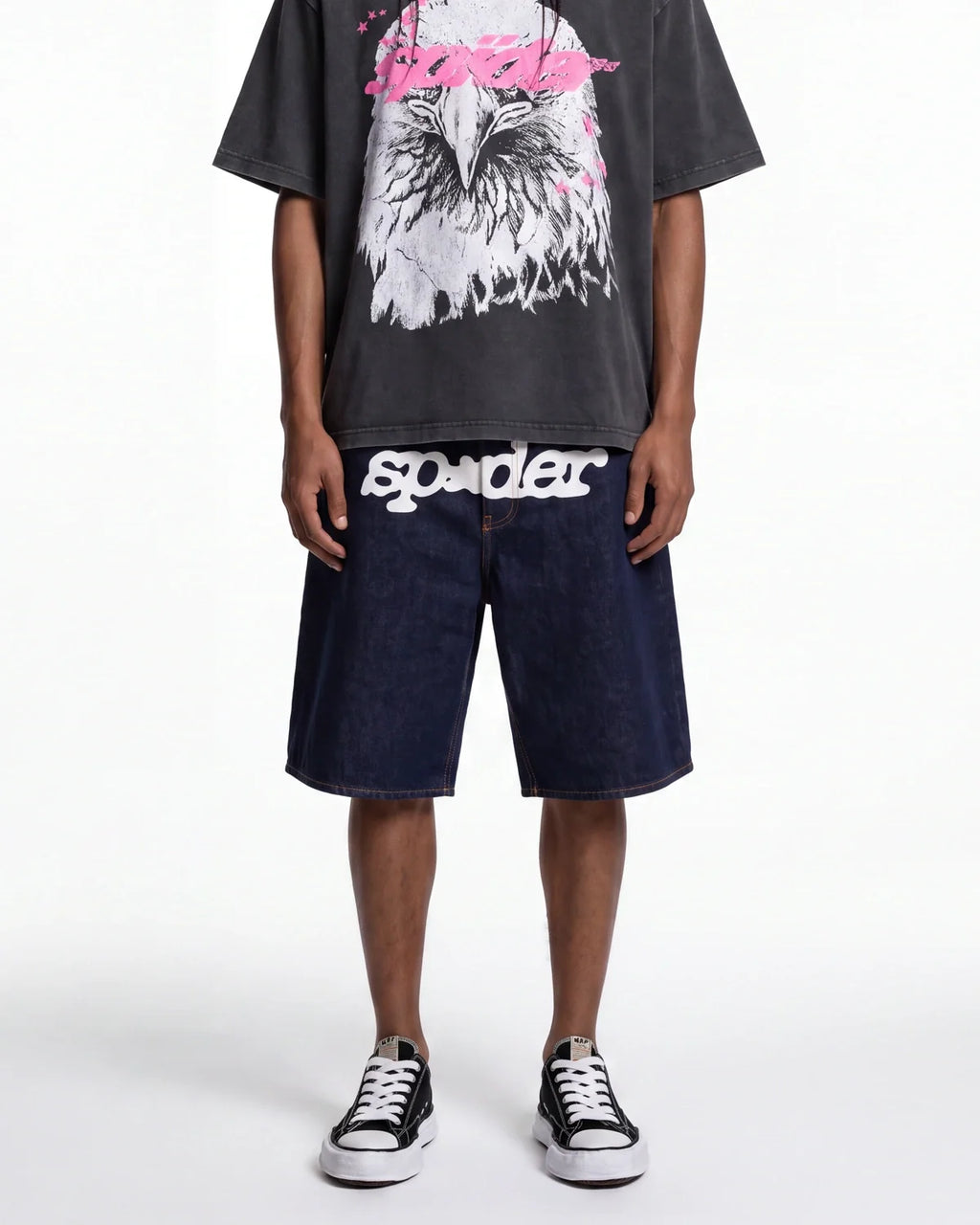 Sp5der Logo Denim Short V3 Indigo