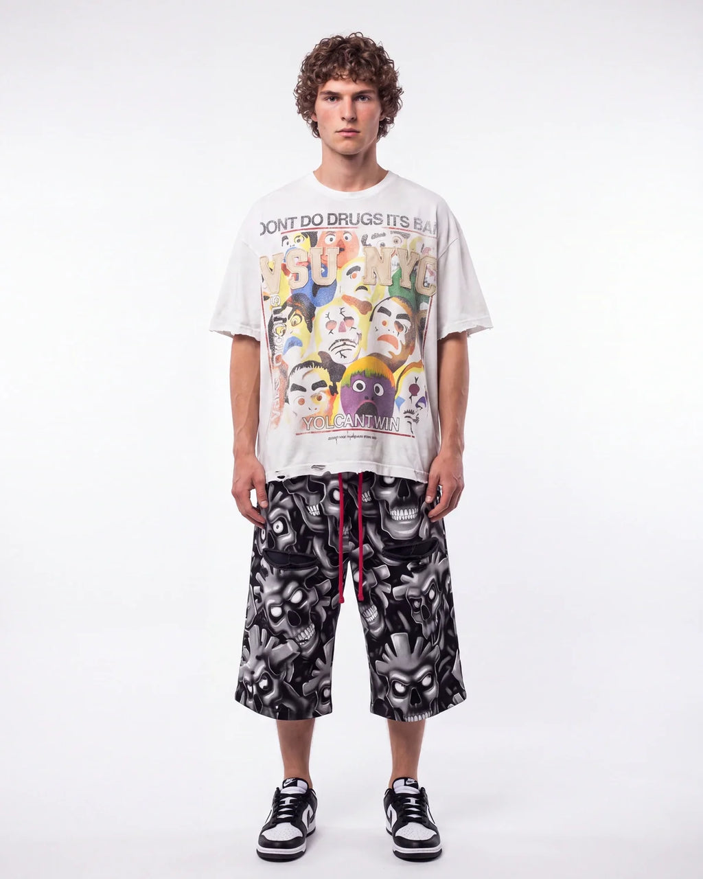 Vertabrae Grey Skull 3/4 Shorts
