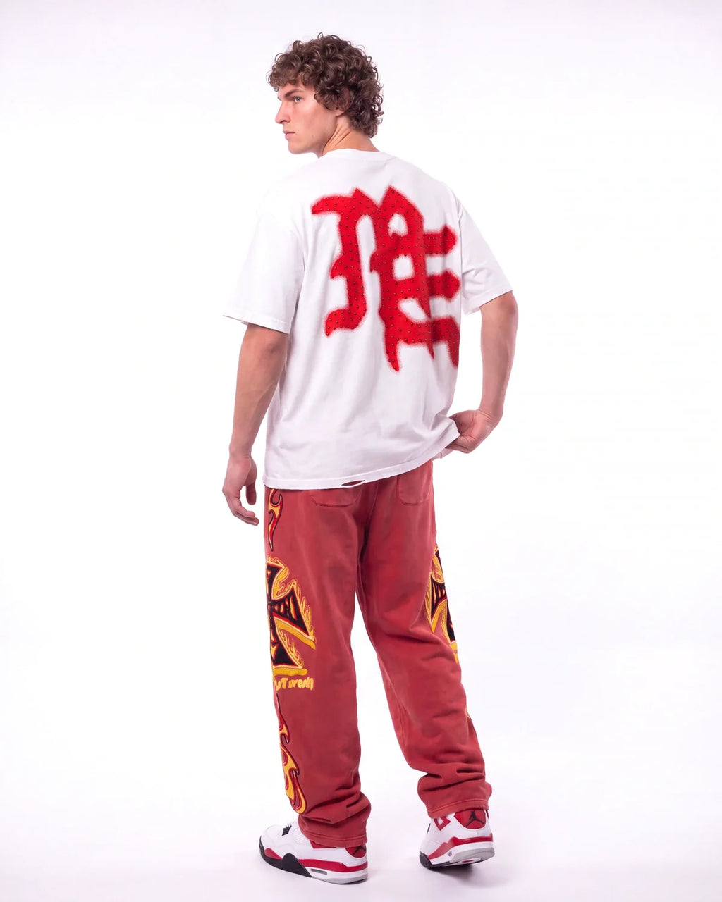 Mixed Emotions End Rhinestone Tee White/Red