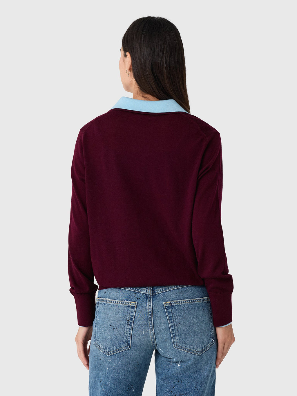 White & Warren Women's Superfine Merino Layered Polo Sweater