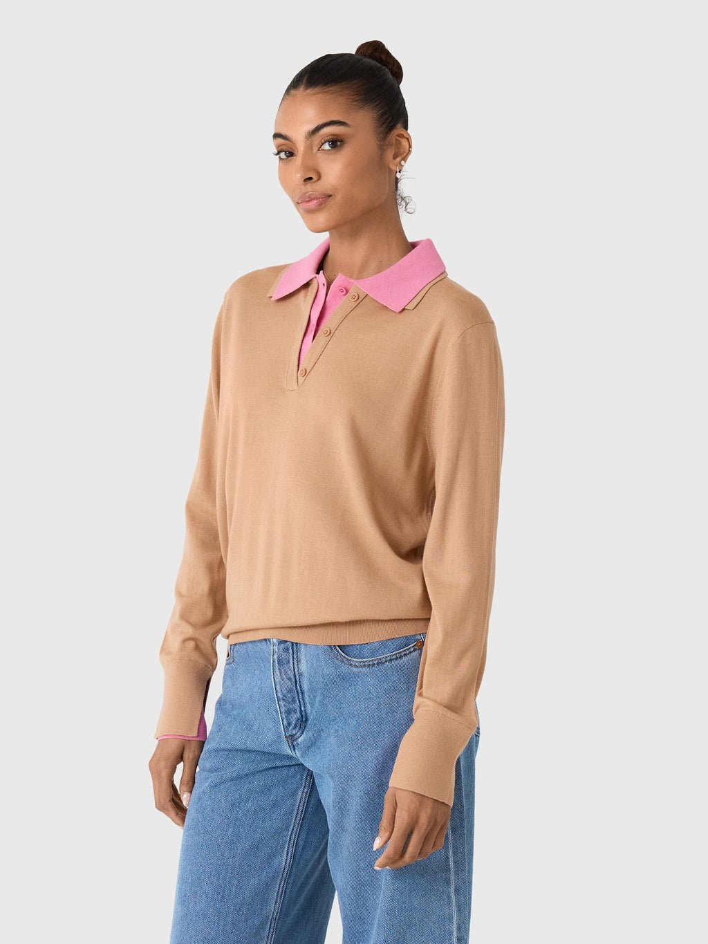 White & Warren Women's Superfine Merino Layered Polo Sweater