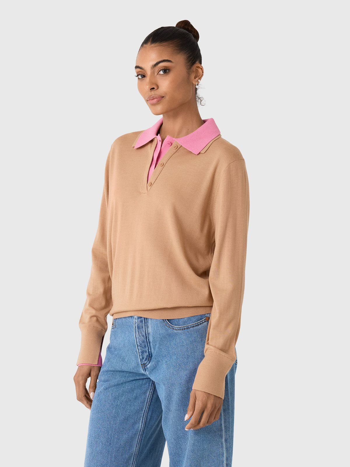 White & Warren Women's Superfine Merino Layered Polo Sweater