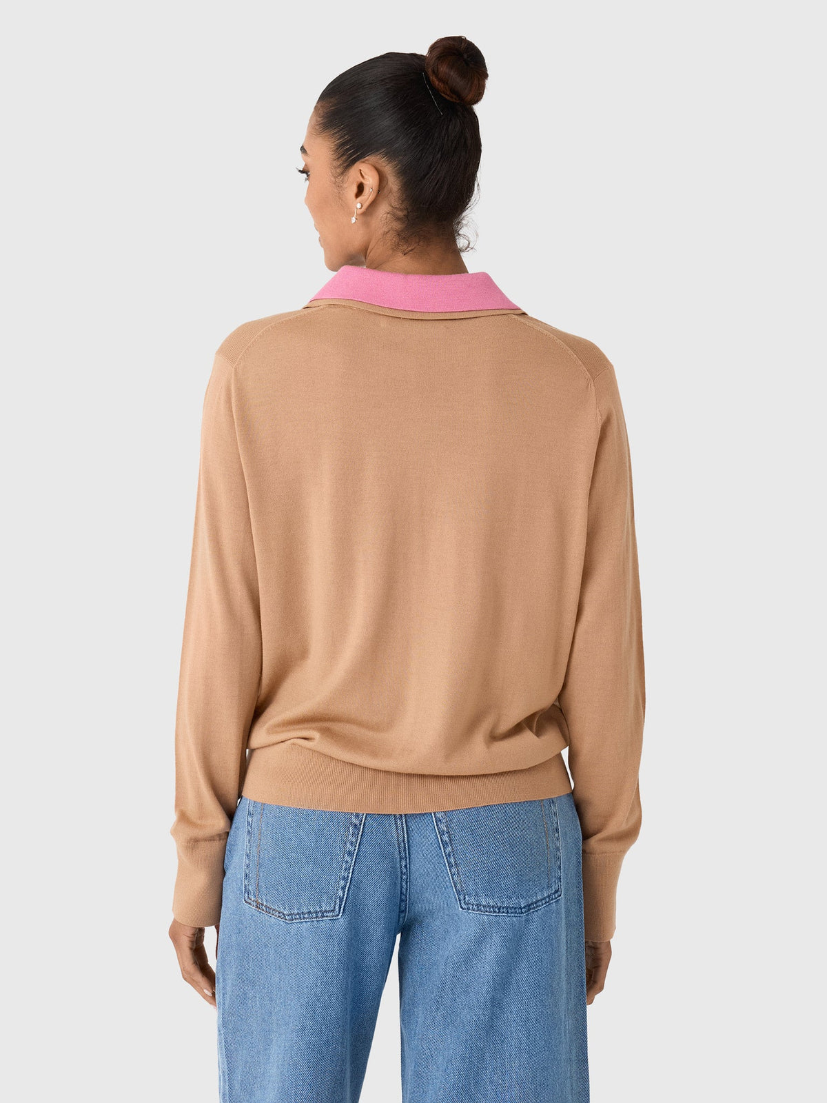White & Warren Women's Superfine Merino Layered Polo Sweater
