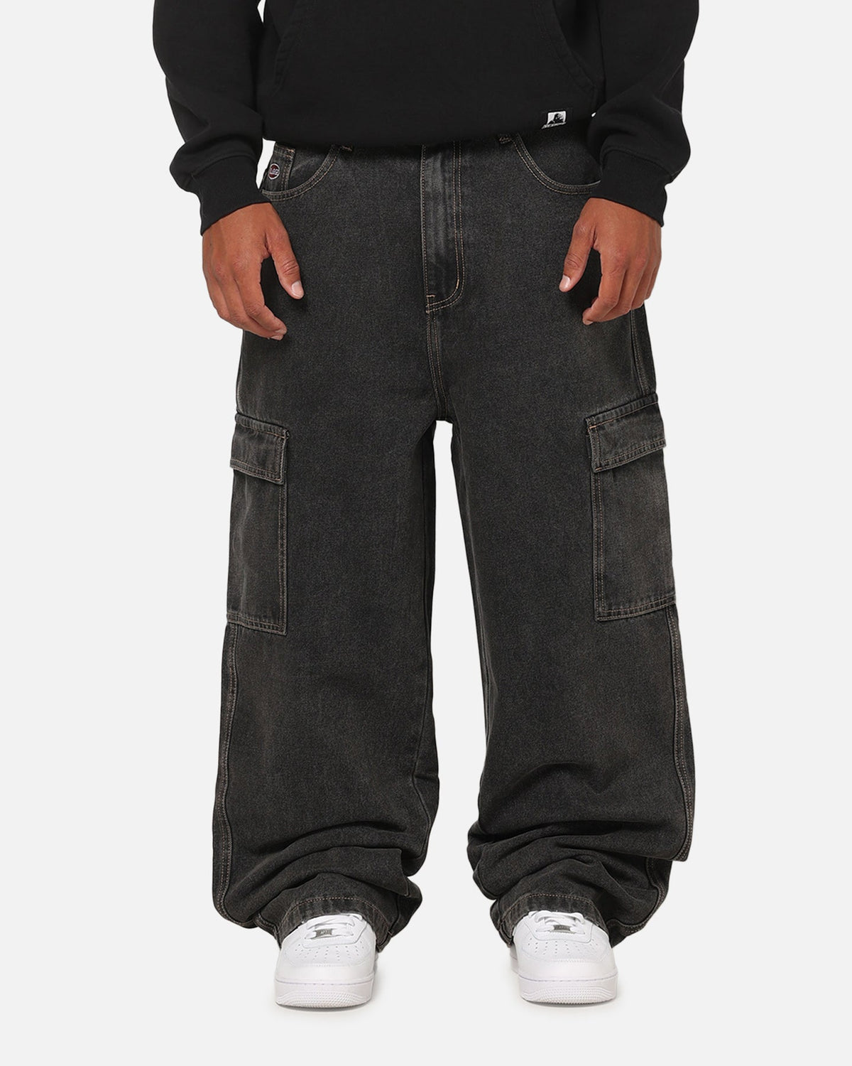 X-Large Baggy Cargo Bull Denim 91 Pants Black