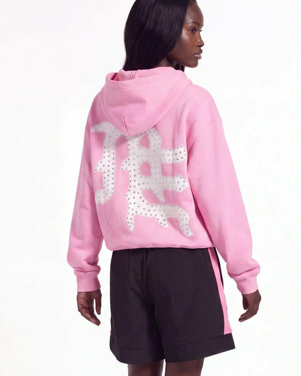 Mixed Emotions "End" Rhinestone Hoodie Pink