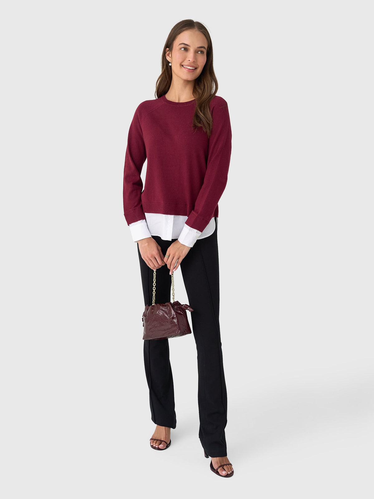Eche Women's Crewneck Two-Fer Sweater