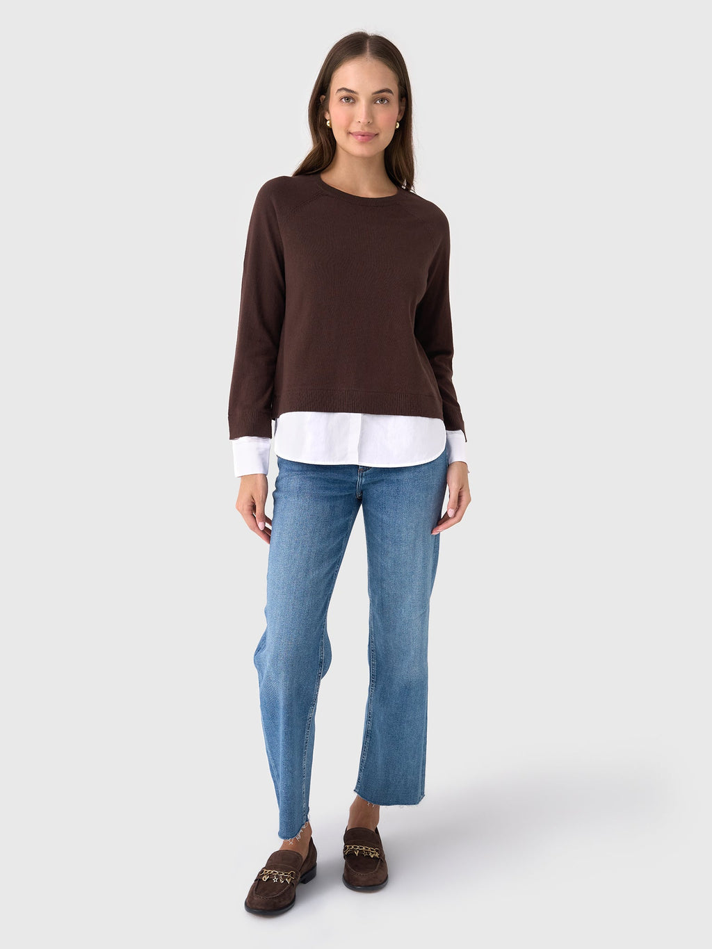 Eche Women's Crewneck Two-Fer Sweater