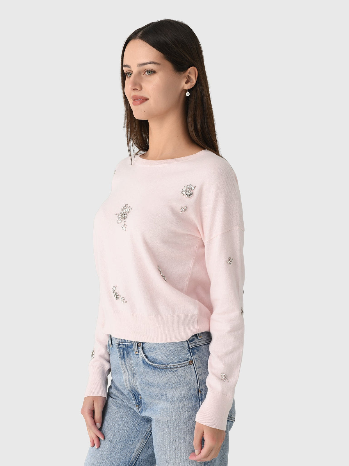 MVG Women's Rhinestone Crewneck Sweater