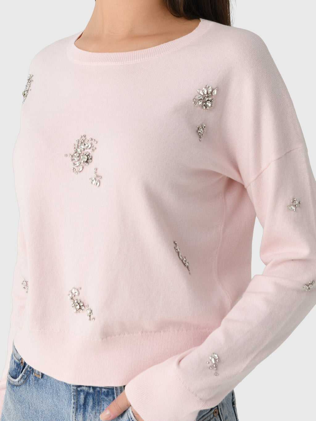 MVG Women's Rhinestone Crewneck Sweater