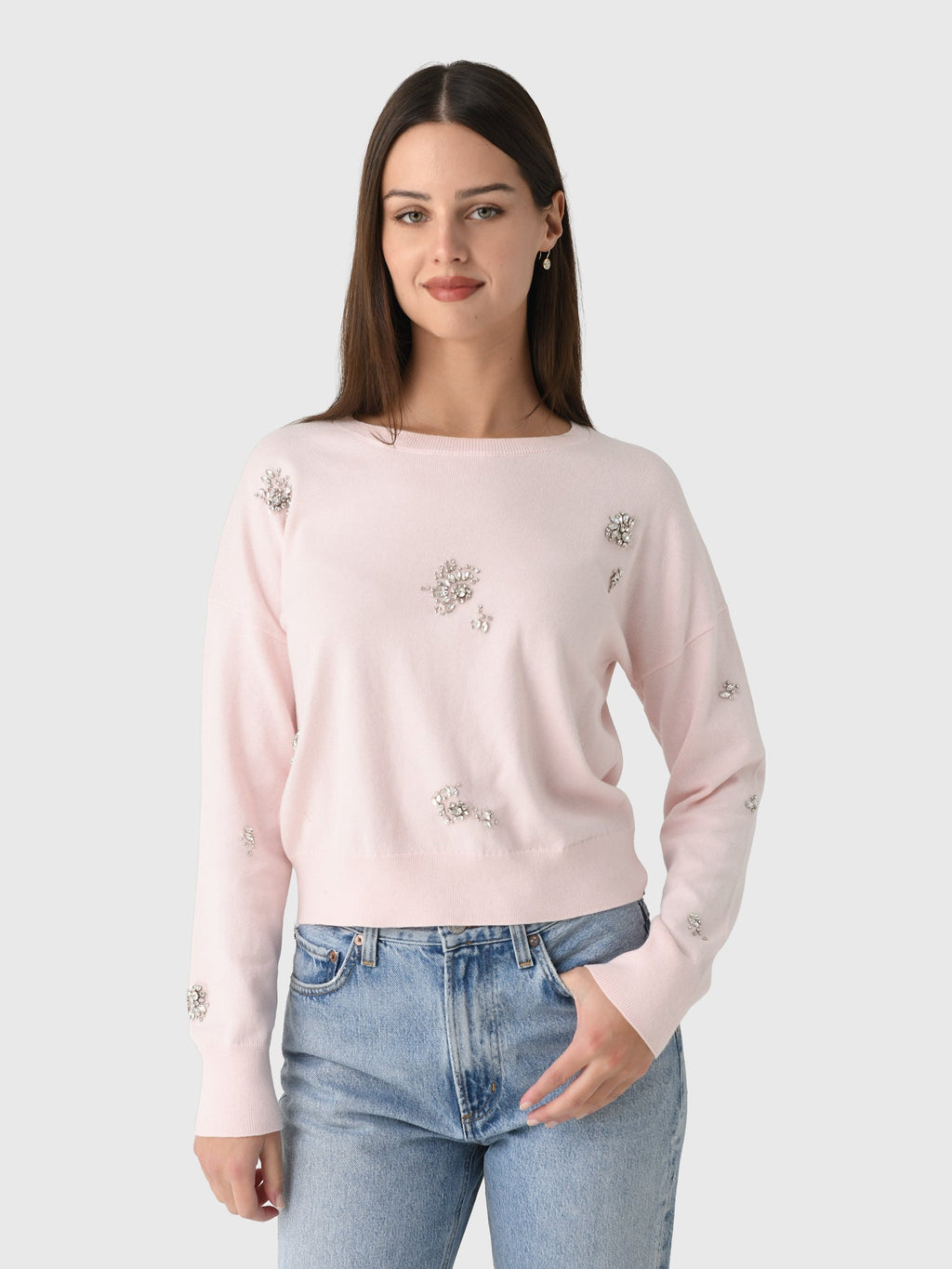 MVG Women's Rhinestone Crewneck Sweater