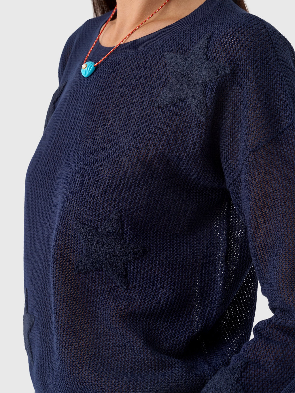 MVG Women's Mesh Star Crewneck Sweater