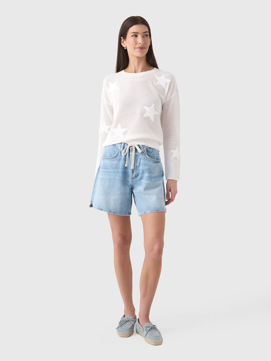 MVG Women's Mesh Star Crewneck Sweater