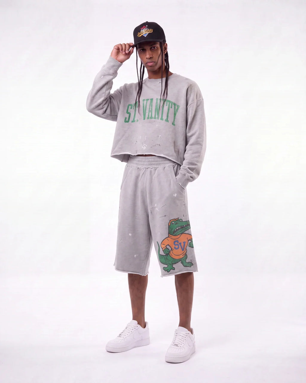 Saint Vanity Gators Long Shorts Grey