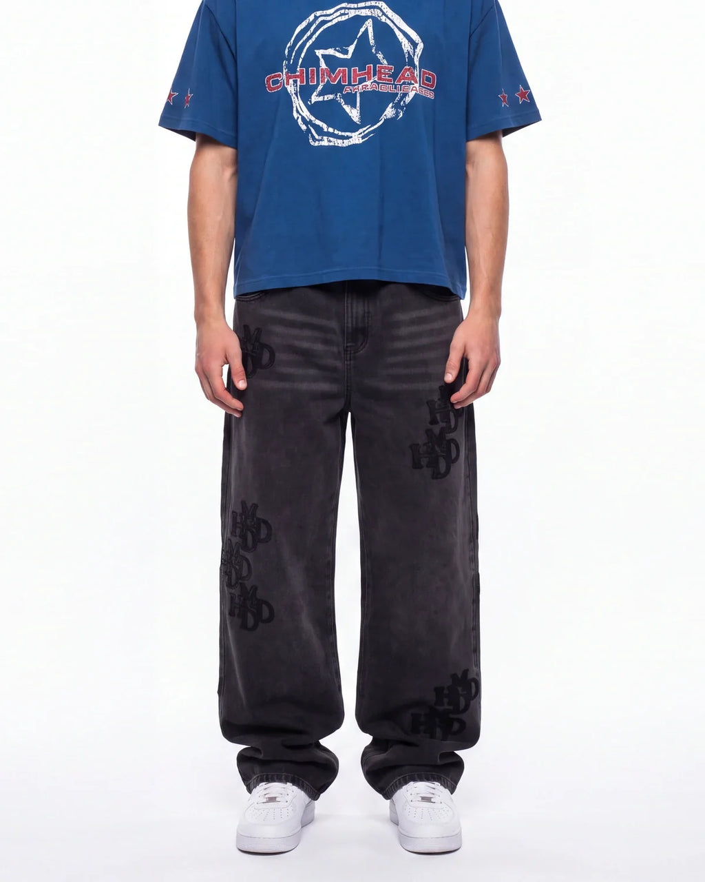 HMDD Double Knee Patch Pants Black