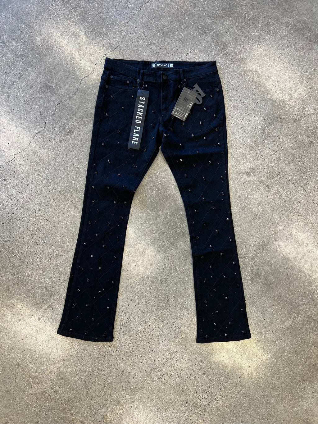STYLO DIAMOND STUDDED DENIM  BLACK