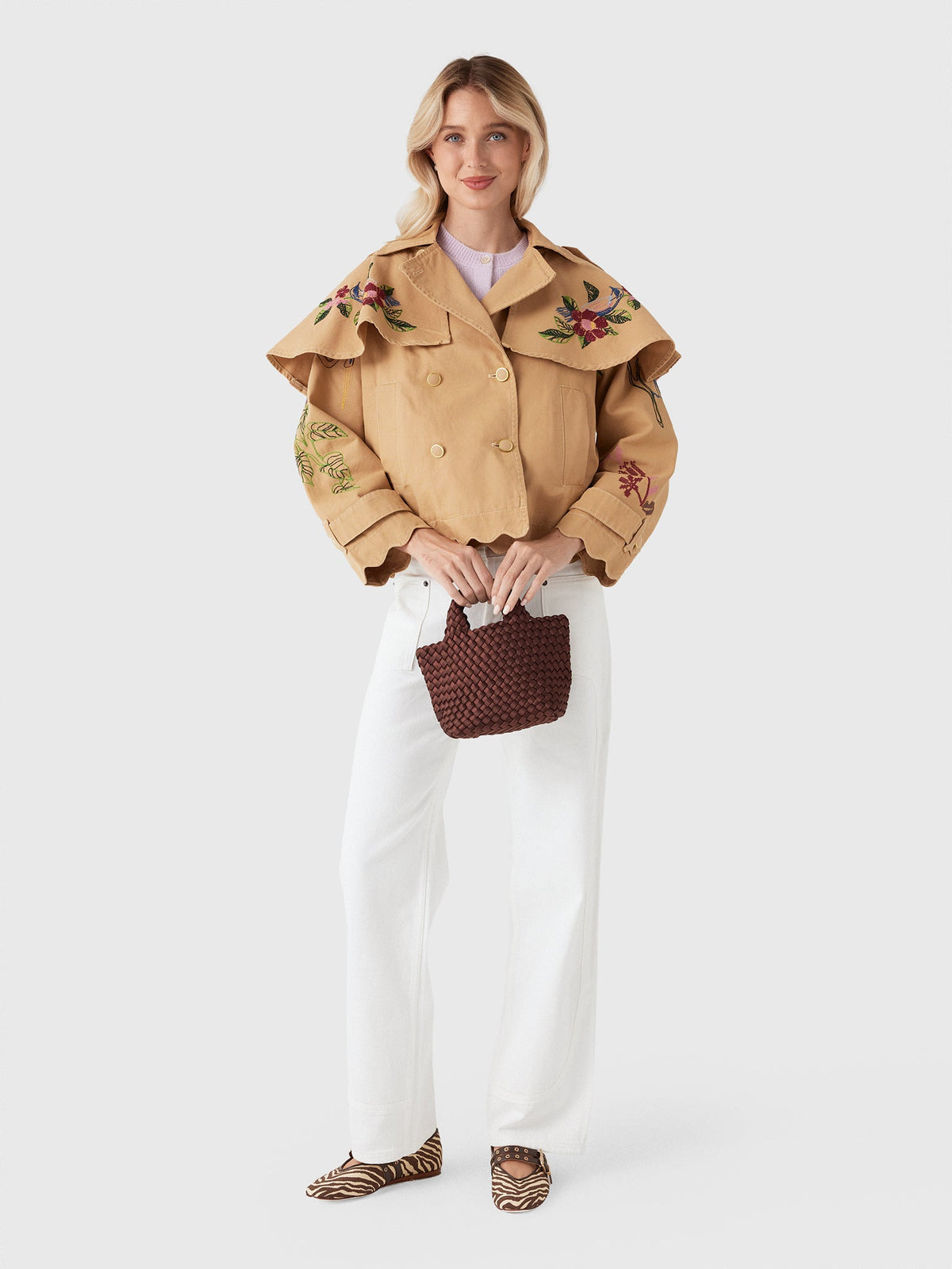 Farm Rio Women's Twill Mini Trench Coat