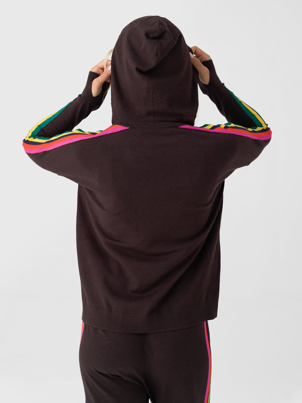 Eche Women's Solid Striped Hoodie